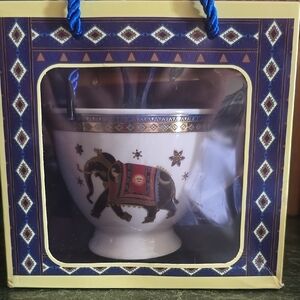 Decorative Elephant Bowl with Gold Accents